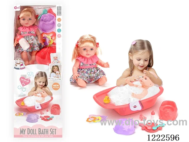 12 inch Vinyl Doll Bath Set W/4 IC (included 3*AG3)