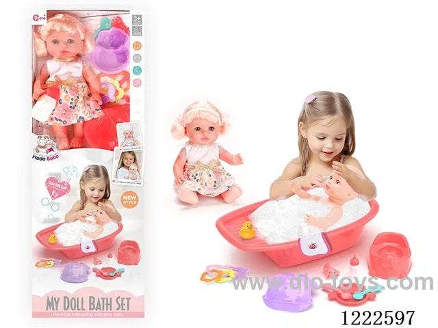 12 inch Vinyl Doll Bath Set W/4 IC (included 3*AG3)