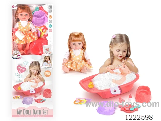 12 inch Vinyl Doll Bath Set W/4 IC (included 3*AG3)