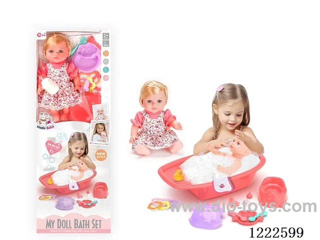 12 inch Vinyl Doll Bath Set W/4 IC (included 3*AG3)