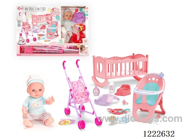 12 inch Vinyl Doll 3-in-1 Set W/4 IC (included 3*AG3)