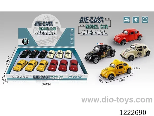 12PCS 1:43 pull back alloy car