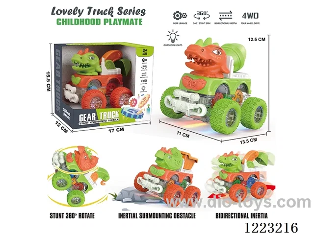 4WD transparent gear dual inertia car with light