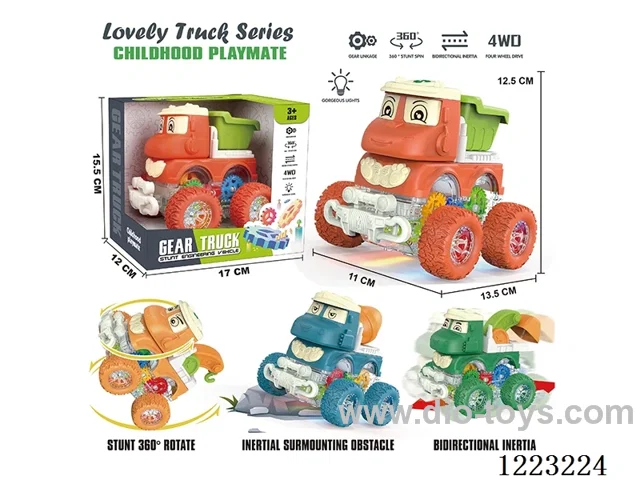 4WD transparent gear dual inertia car with light