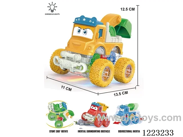 4WD transparent gear dual inertia car with light