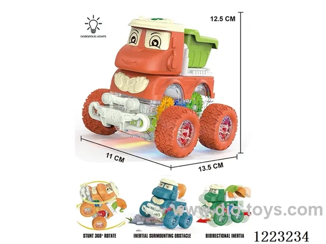 4WD transparent gear dual inertia car with light
