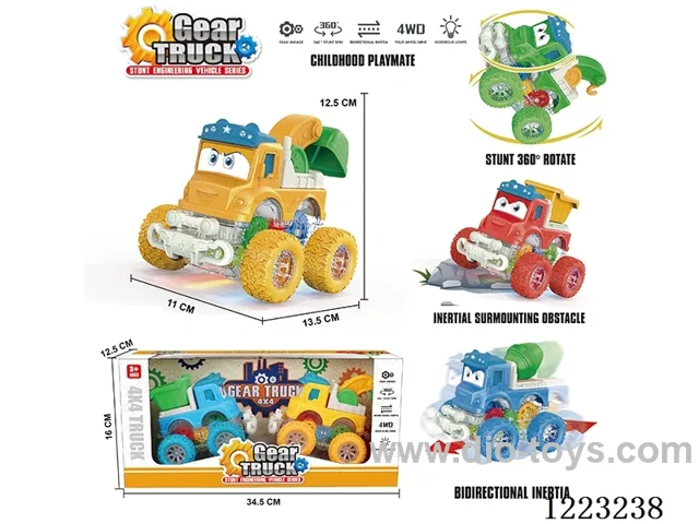 4WD transparent gear dual inertia car with light