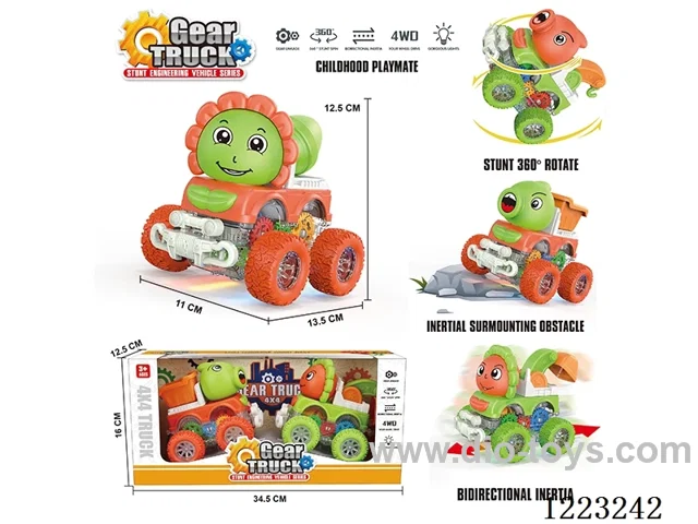 4WD transparent gear dual inertia car with light