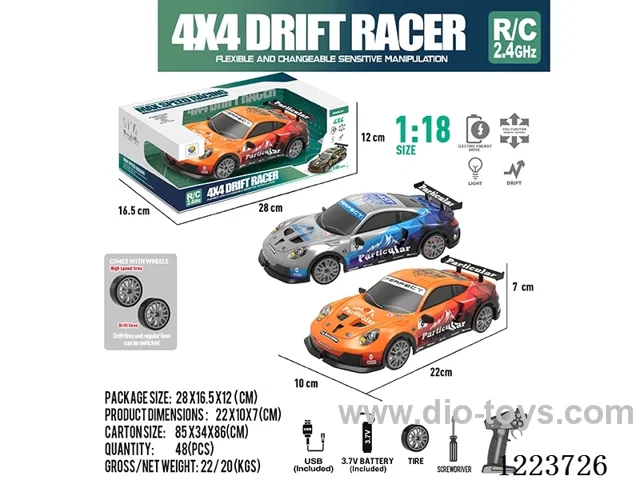 1:18 2.4G 4WD rc car with light included battery