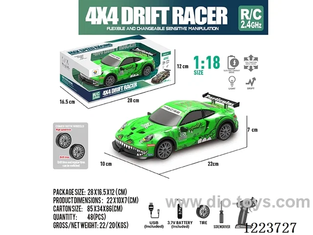 1:18 2.4G 4WD rc car with light included battery