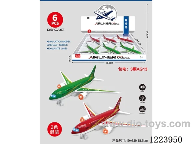 Pull Back Alloy Airliner W L/M 6PCS