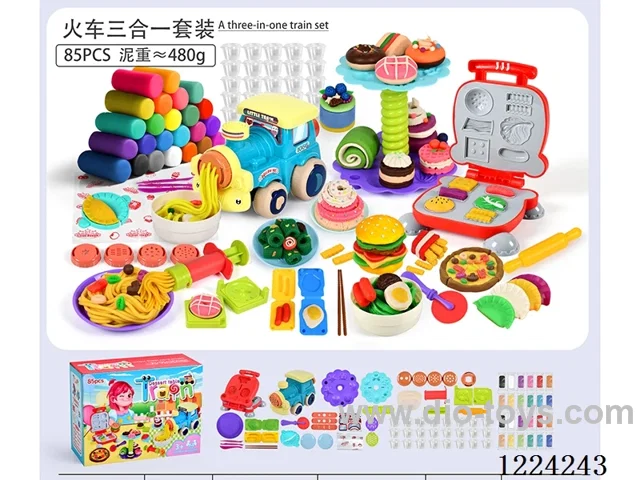 Train 3-in-1 Set/(85pcs)/Bagged Clay+Colorful Clay Cups