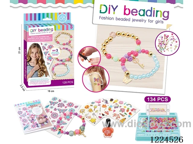 DIY Beads / Key Bracelet / Nail Polish / Butterfly Tattoo Stickers