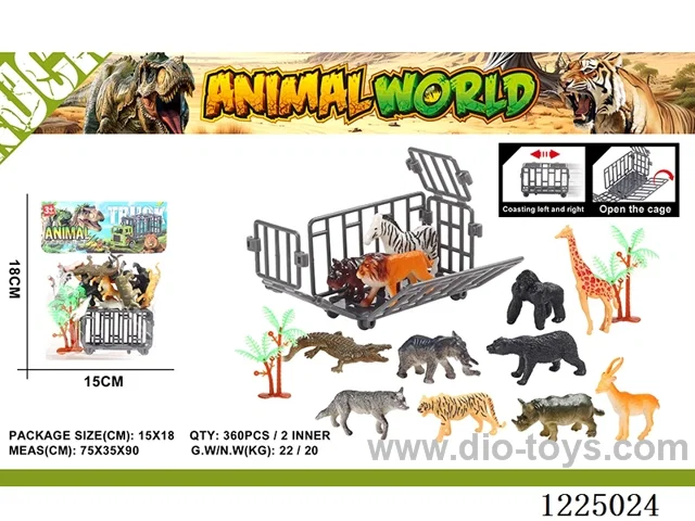 Cage + 12 Animals/2 Trees