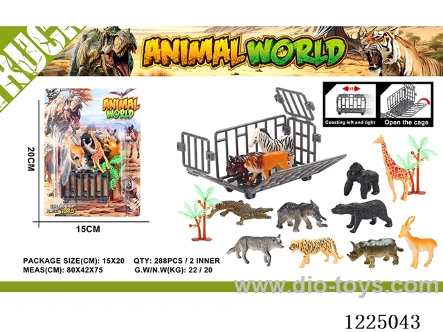 Animal Cage + 12Animals/ 2 Trees
