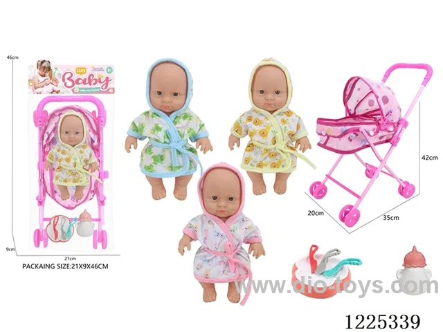 10 inch doll (3 mixes) with tent stroller