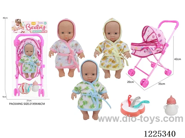10 inch doll (3 mixes) with tent stroller