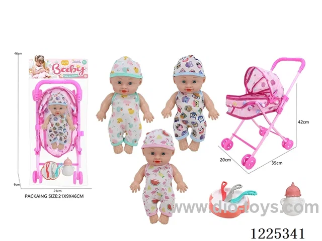 10 inch doll (3 mixes) with tent stroller