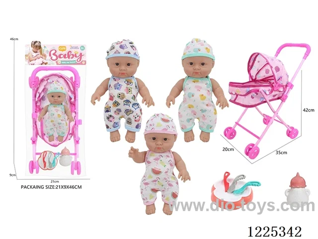 10 inch doll (3 mixes) with tent stroller