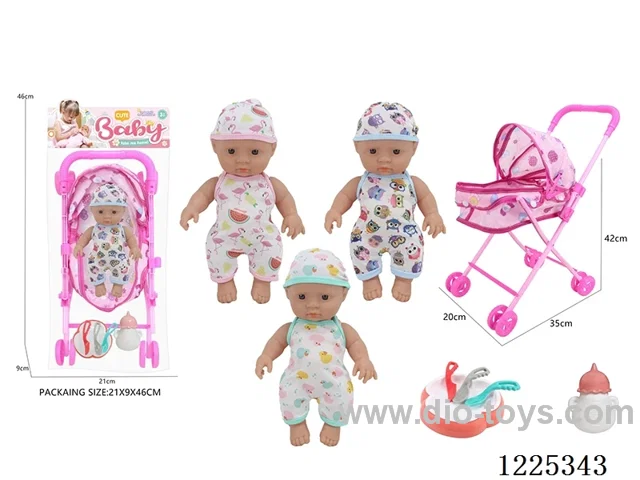 10 inch doll (3 mixes) with tent stroller