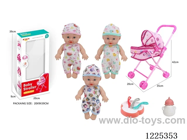 10 inch doll (3 mixes) stroller set