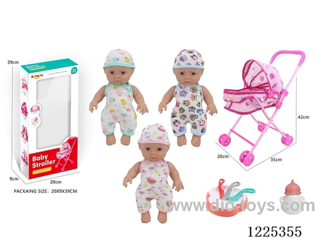 10 inch doll (3 mixes) stroller set