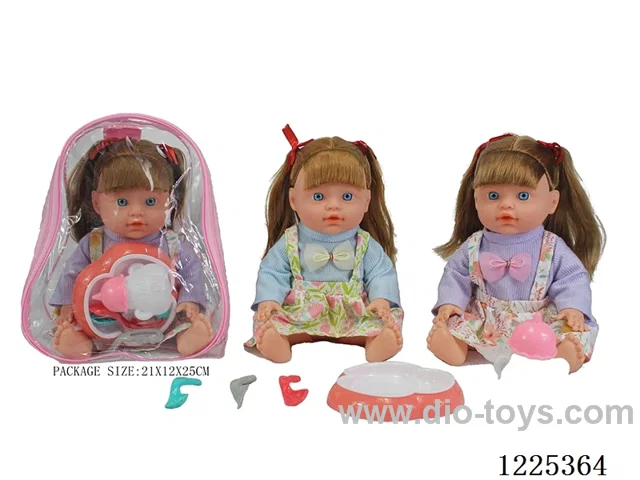 13 inch doll (2 mixes) with 4 voices IC + drinking and peeing + storage bag + cutlery bottle