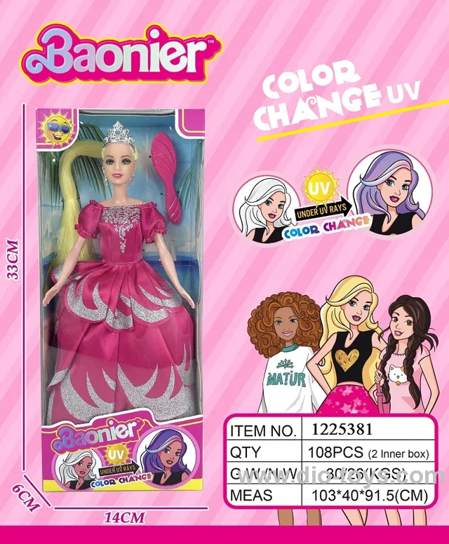 11.5 inch solid barbie doll with color changed hair in window box