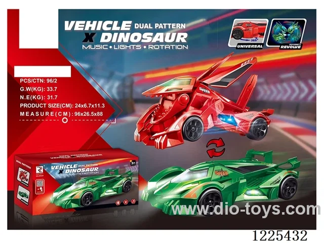B/O Universal Car Variable Dinosaur W L/M 2 colors mixed