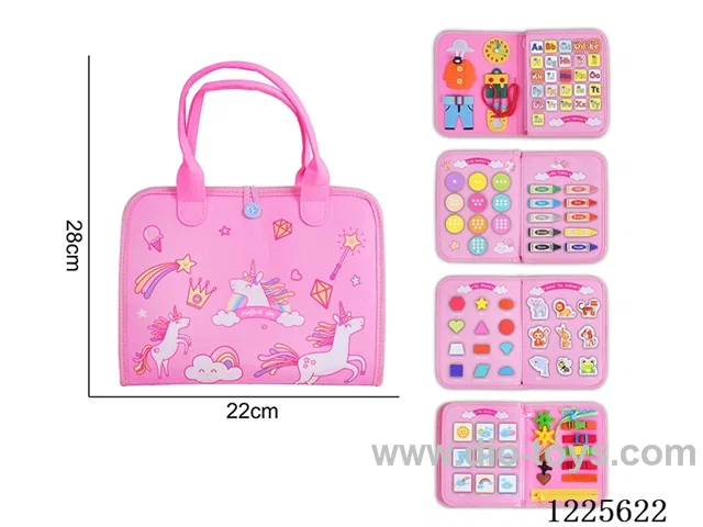 Montessori Early Learning for Kids - Felt Pink 5-page Unicorn Busy Board