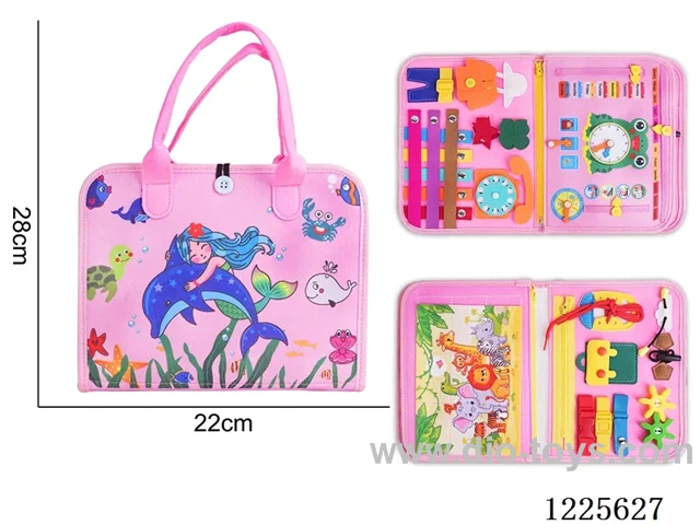 Montessori Early Learning for Kids - Felt Pink 3 Page Mermaid Busy Board