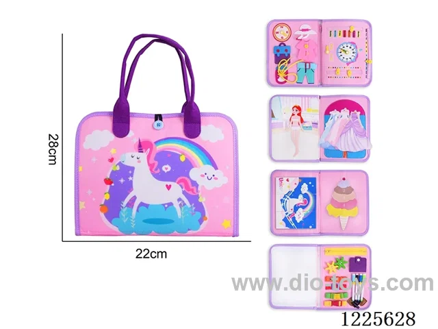 Montessori Early Learning for Kids - Felt Purple 5 Page Unicorn Busy Board