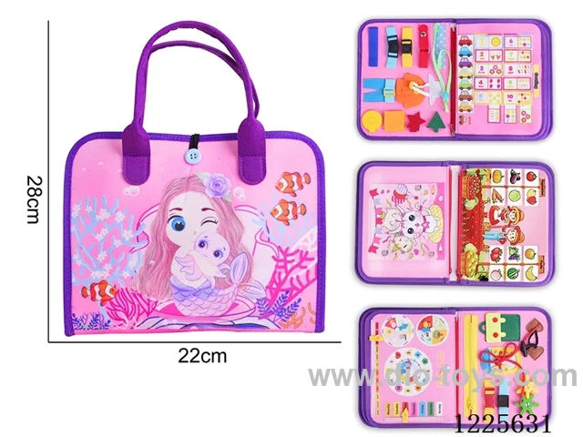 Montessori Early Learning for Kids Early Learning - Felt Purple 4-Page Mermaid Busy Board