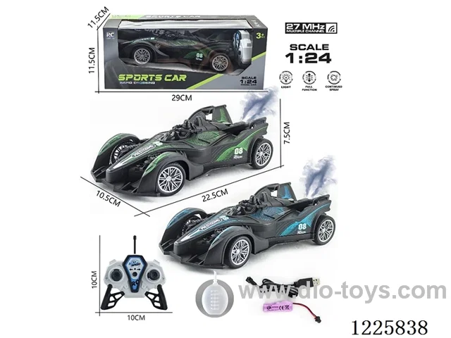 1:24 5ch 27MHZ rc car with light/spray included battery