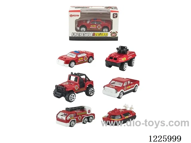 Alloy Skidding Fire Truck (6 mixed)