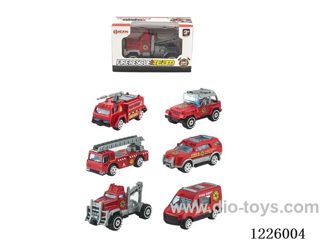 Alloy Skidding Fire Truck (6 mixed)