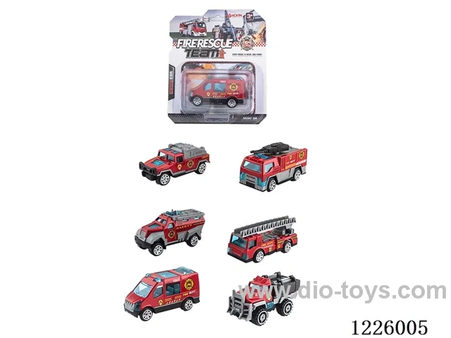 Alloy Skidding Fire Truck (6 mixed)