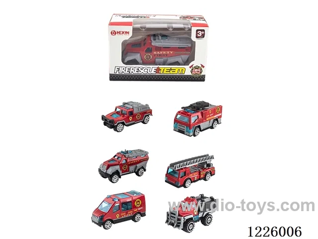 Alloy Skidding Fire Truck (6 mixed)