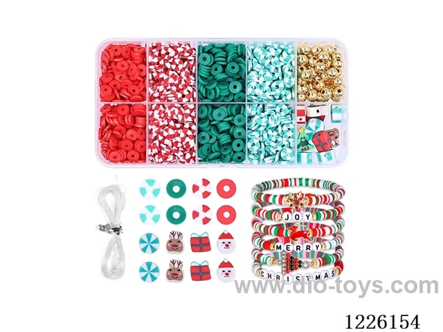 DIY Jewelry Set (Soft Pottery Sheet + Soft Pottery + 6mm Gold Beads + Wire (10 compartments Christmas))