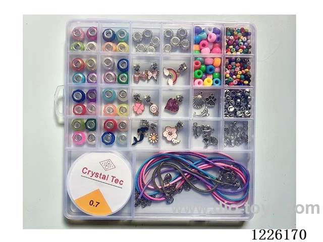 DIY Jewelry Set (han dola bracelet Necklace 4mm Rice Beads + Barrel Beads + Pendant + Wire Open Loop Lobster Clasp (26 compartments))