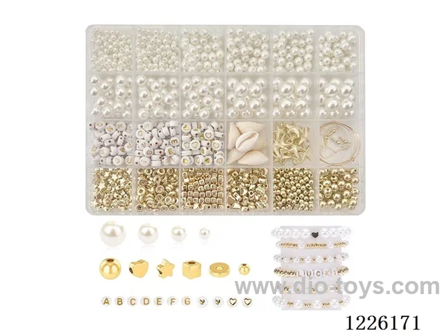 DIY Jewelry Set (4/6/8/10mm Pearls + Alphabet Beads + Pendant + Ear Hooks Earrings + Spacer Beads + Wire (24 compartments))