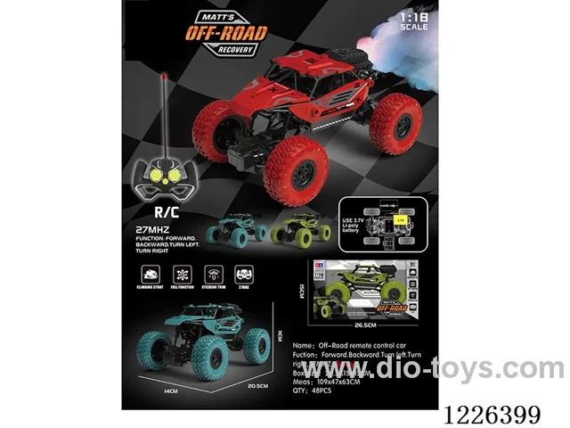 1:18 27MHZ 5ch rc car with spray included battery