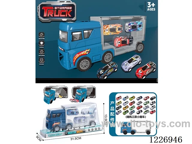 Free wheel storage cargo car + pull back alloy car *3