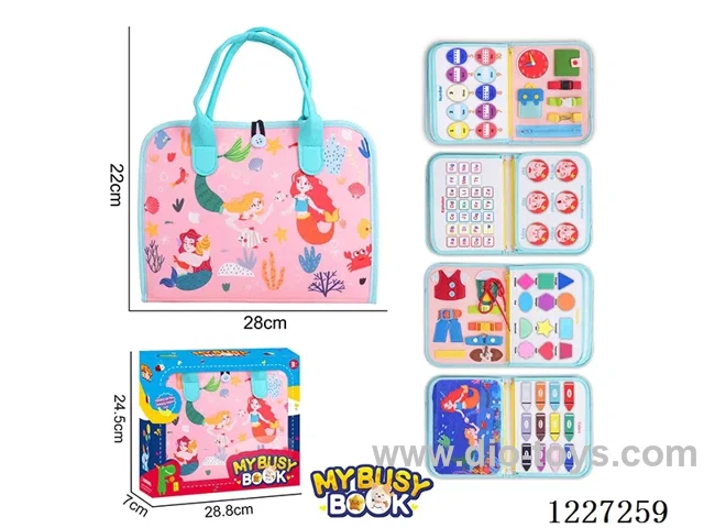 Montessori Early Learning for Kids -Felt 5-page Mermaid Busy Board