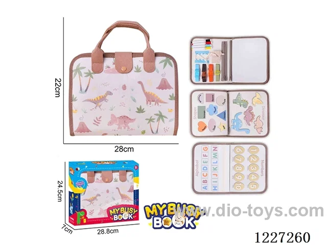 Montessori Early Learning for Kids -Felt 4-page Dinosaur Busy Board