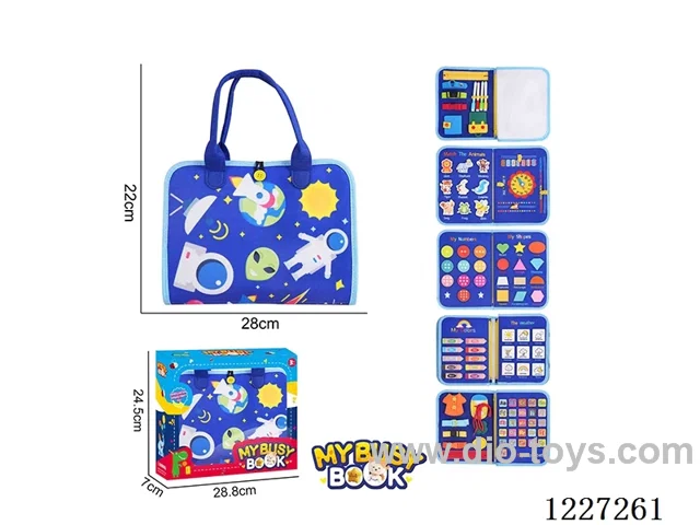 Montessori Early Learning for Kids -Felt 6-page Dinosaur Busy Board Felt Space 6-page Writing Board