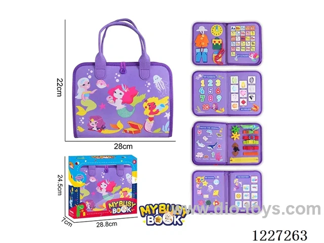 Montessori Early Learning for Kids -Felt 5-page Mermaid Busy Board Board