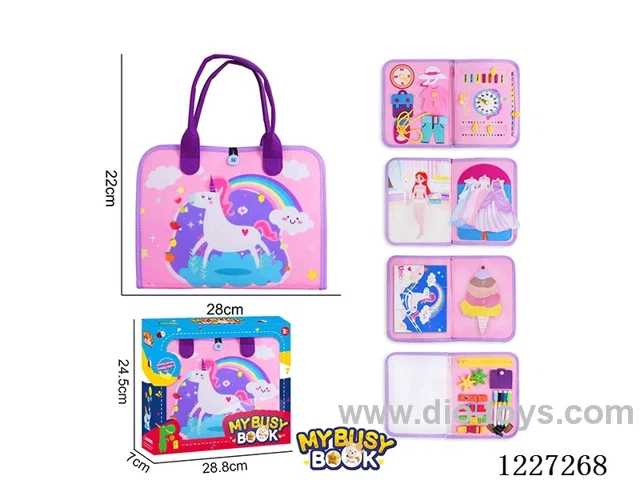 Montessori Early Learning for Kids -Felt 5-page Unicorn Busy Board