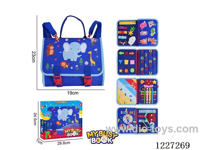 Montessori Early Learning for Kids -Felt Backpack 5-page Wildlife Busy Board