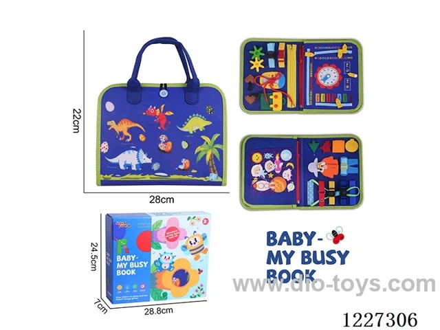 Montessori Early Learning for Kids -Felt 3 Page Dinosaur Busy Board